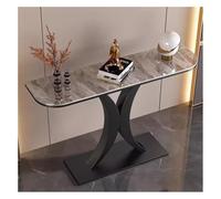 Consola Moderna Mesa De Entrada Ligera Y Lujosa De Losa De Roca Mesa De Sofá Estrecha Y Larga Con Estructura Metálica Geométrica Mesa Auxiliar Para Sala De Estar, Recibidor Y Recibidor(Black-B,150x30x