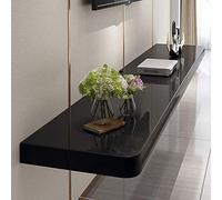 Consola multimedia de montaje en pared con toma de corriente, soporte flotante rústico para TV, estante de almacenamiento de entretenimiento para sala de estar, decoración de sala de estar (negro, 100