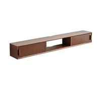 Consola multimedia Mueble for TV flotante de pared de haya moderno, mueble for TV flotante de color nogal con puerta corredera for debajo del televisor, muebles de sala de estar resistentes Centro de
