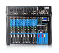Consola profesional de 8 canales de sonido estéreo, mezclador con USB Bluetooth DJ Live Audio Mixer con pantalla LCD con efecto Hall-Delay para TV en casa, estudios de grabación, transmisión en vivo