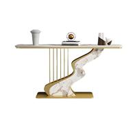 Consola Recibidor Estrecha Mesa Consola para Decoración del Hogar Mesa de Sofá con Marco de Metal Dorado Adecuada para la Entrada, Sala de Estar, Vestíbulo(White,120 * 30 * 80cm)