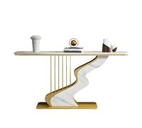 Consola Recibidor Estrecha Mesa Consola para Decoración del Hogar Mesa de Sofá con Marco de Metal Dorado Adecuada para la Entrada, Sala de Estar, Vestíbulo(White1,100 * 30 * 80cm)