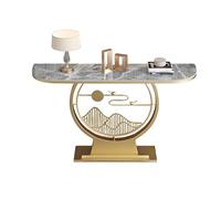 Consola Recibidor Estrecha para Entrada Tablero de Piedra Lujosa con Estructura de Hierro Grueso Ahorra Espacio en Pasillo, Dormitorio, Sala o Recibidor(Gold1,140 * 30 * 80cm)