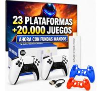 Consola Retro Plus Pro 2026 Incluye 2 Fundas Color para los Mandos | 23 Plataformas y Miles de Videojuegos | 2 Gamepads Blancos Wireless | Videoconsola Arcade Juegos Clásicos Pincho Stick HDMI TV Tele