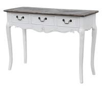 Consola rimini white, de color blanco y marrón, de estilo rústico francés, mide 78x110x40 cm y tiene 3 cajones