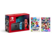 Consola Switch - Color Azul Neón/Rojo Neón + Super Mario Bros. Wonder + Mario Kart 8 Deluxe