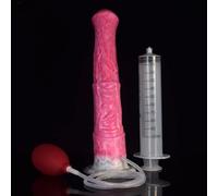 Consolador anal animal extralargo 28,5 cm Squirt único Spray de esperma Pene funcional Masajeador de próstata Masturbación Tapón anal Butt Plug Punto G Réplica de pene Juguete sexual(Rotgrau)