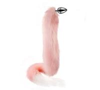 Consolador anal de cola de zorra extralargo de 78 cm, consolador anal de metal con cola de zorra, estimulación de la próstata, dilatador anal SM, juego de rol sexy, juguete sexual fetiche(S)