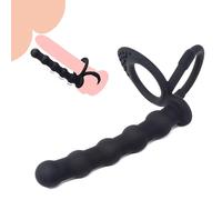 Consolador anal de silicona con anillo para el pene, anillo para testículos, tapón anal, bolas anales, estimulador del punto G, masaje de próstata SM, masturbación, juguetes anales, juguetes sexuales