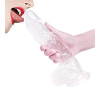 Consolador Anal XXL Consolador Gigante Disponible en Siete Colores, 26 cm x 5 cm Grande, con Venas Realistas y Testículos Hipertrofiados, Réplica de Pene Real Dong Real, Juguete Sexual, Rosa(Clear)