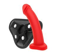 Consolador con arnés S Pleasures Rojo/Negro