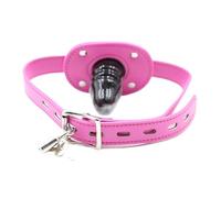 Consolador con cerradura mordaza 5 cm pene mordaza mordaza fetiche boca mordaza esclavo coqueteo juguete sexual juego de rol pareja masculina y femenina(Pink Rosa)