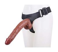 Consolador con correa, consolador gigante, correa ajustable, venas reales y testículos abultados, juguetes sexuales para mujeres y hombres, juguetes sexuales para masturbación lésbica(Brown)