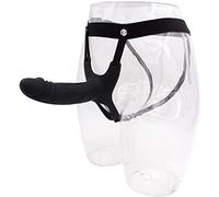 Consolador con correa de silicona, extensor de pene hueco con tiras, consolador con correa de silicona, consolador con arnés, juguete sexual para hombres(Small,Black)