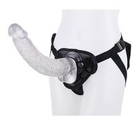 Consolador con Correa Extra Largo de 34 cm, Material de Silicona Suave, estimulador de próstata Ajustable, masturbador Anal vaginal en uno, Juguete Sexual con tapón Anal, la Primera opción para(Clear)