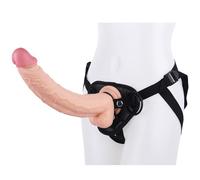 Consolador con Correa Extra Largo de 34 cm, Material de Silicona Suave, estimulador de próstata Ajustable, masturbador Anal vaginal en uno, Juguete Sexual con tapón Anal, la Primera opción para(Flesh)