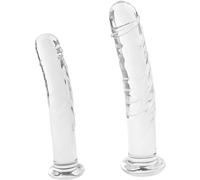Consolador de cristal con glande liso y estructura de masaje ondulada - Consolador anal para estimulación del punto G y masaje de próstata - Pene para hombres y mujeres - Juguete sexual(S)