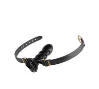 Consolador de silicona con tapón for Garganta Profunda, mordaza Bdsm ajustable con bola de boca rosa, mordaza con boca abierta, 18 juegos for adultos, Juguetes sexuales for parejas y coqueteo(A-black)