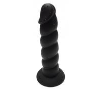 Consolador de silicona de 18 cm altamente realista con una fuerte adhesión única, diseño negro clásico, ranuras de estimulación únicas y punta vibrante para UNA experiencia completamente