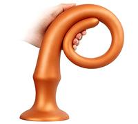 Consolador de tapón anal largo, dilatador de ano de silicona líquida, masajeador de vagina de próstata dorado con ventosa fuerte, masturbación, juguete sexual para hombres, mujeres, principiantes(L)