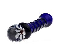 Consolador de Vidrio Pene de Cristal Azul Glan de Doble Extremo Consolador de Punto G Anal Bead Plug Juguete Sexual