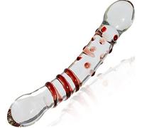 Consolador de vidrio tapón de vidrio consolador - con estructura y mango (pene de vidrio consolador anal estimulador de cristal consoladores de vidrio juguetes sexuales para mujeres hombres) G22