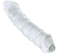 Consolador de vidrio transparente de doble cara de 9 ", estimulador de punto G de pene de cristal de doble cara, masturbador femenino