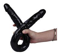 Consolador doble anal XXL de 56 cm de longitud total, tuba negra, juguete sexual de doble orgasmo vaginal y anal, adecuado para parejas, lesbianas, jugadores profesionales de juegos SM