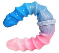 Consolador doble, consolador de doble cabeza, consoladores realistas de rosca larga, consolador anal de silicona líquida, tapón anal, tapón anal con ventosa, pene, punto G, masaje de próstata