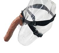 Consolador gigante con correa ajustable, tres colores disponibles, tapón anal, estimula el punto G, masturbador real Dong, juguete sexual para parejas y lesbianas(Brown)