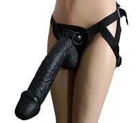 Consolador gigante con correa XXL, material de PVC, cinturón de arnés ajustable, juguete sexual para masturbarse, parejas masculinas y femeninas, especialmente lesbianas(Schwarz)