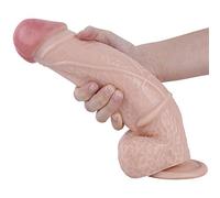 Consolador gigante XXL consolador anal con potente ventosa, réplica de pene real, diámetro súper grande de 6,5 cm, con venas realistas y testículos ásperos, juguete sexual(Flesh)