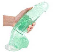 Consolador gigante XXL consolador anal con potente ventosa, réplica de pene real, diámetro súper grande de 6,5 cm, con venas realistas y testículos ásperos, juguete sexual(Grün)