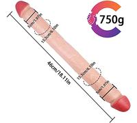 Consólador Mujęr, Péne Dộblę Cạpạ de Sîlîcộñạ Sęxụạlęș Cônșộlạdôręș Grạñdęș, Ręạlîștā Āñạlęș Pęñę con Pôtęñtęș Vęñtôșạș A/color carne/46cm/18.11in