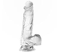 Consolador pequeño, suave y realista, juguete sexual de gelatina transparente con fuerte ventosa para mujeres/hombres/gays, juguete sexual para adultos y juegos (transparent-1, 23 cm)
