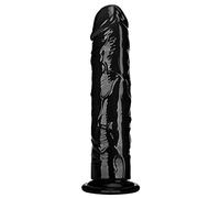 Consolador pequeño, suave y realista, juguete sexual de gelatina transparente con fuerte ventosa para mujeres/hombres/gays, juguete sexual para adultos y juegos (Black, 25 cm)