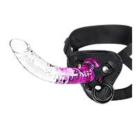 Consolador portátil transparente de 20.3cm con ventosa. Correa realista en juguete falso para lesbianas y arnés ajustable, juguete sexual para mujer, masturbación para parejas