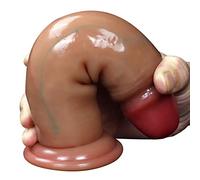 Consolador Realista con Prepucio 20CM Consolador Anal de Silicona de Dos Capas Glande, Testículos y Venas Realistas con Ventosa Juguete Sexual para Parejas Tapón Anal de Próstata Masturbación Vaginal(