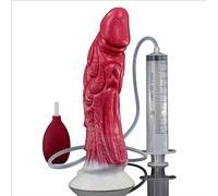 Consolador realista, consolador animal con función de eyaculación, consolador de pene de silicona líquida, tapón anal, tapón anal, juguete sexual para masaje de próstata para hombres y mujeres