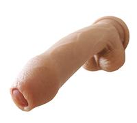 Consolador realista, consolador de silicona de doble capa de 22 cm de largo, patrón de testículos y venas, con ventosa para compartir en pareja, estimulación dual prostática y vaginal y función