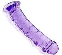 Consolador realista de cristal de gelatina violeta, consolador de jalea con ventosa fuerte, juguete sexual para mujeres D39