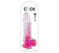 King Cock King Cock Clear 9" with Balls - Pink, Clear/Pink, 9 Zoll