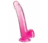 King Cock King Cock Clear 9" with Balls - Pink, Clear/Pink, 9 Zoll