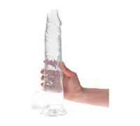 Consolador vaginal anal pene falso con testículos falo realista transparente ...