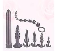 -Cọnşólådõręș Pḕñę Conjunto Combinado de 7 Piezas, Diferentes Tamaños, Perlas de Masaje de Silicona de Doble Detección, Superficie Lisa, Fácil de Transportar