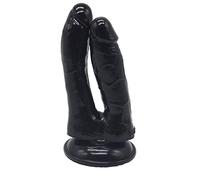 Consoladores realistas de doble cabeza (350 g Longitud: 7.08 pulgadas de diámetro: 1.18 pulgadas) Consoladores clásicos de doble cabeza Réplica de pene Ventosa súper fuerte con gel de sílice méd
