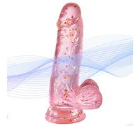 Consoladores realistas que se sienten como la piel, consolador transparente con ventosa para jugar manos libres, material seguro para el cuerpo y juguetes sexuales para adultos para mujeres (rosa,