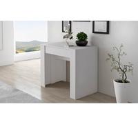 Consolle allungabile Maclodio, trasformabile in tavolo da pranzo, salvaspazio ed estensibile Fino a 237 cm, 90-237x76,6x90 cm, Bianco