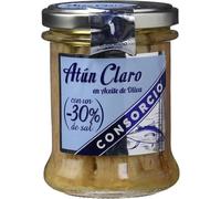 Consorcio - Atún Claro Ligero en Sal | 12 Tarros (195g-135g) | con Menos del 30% de Sal | Lomos de Atún Enteros Cocidos | 100% Natural