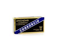 Consorcio - Filetes De Anchoa En Aceite De Oliva Gourmet | 1 Lata de 45 gr | Anchoas de Santoña con Aceite de Oliva y Sal en Lata | 100% Natural